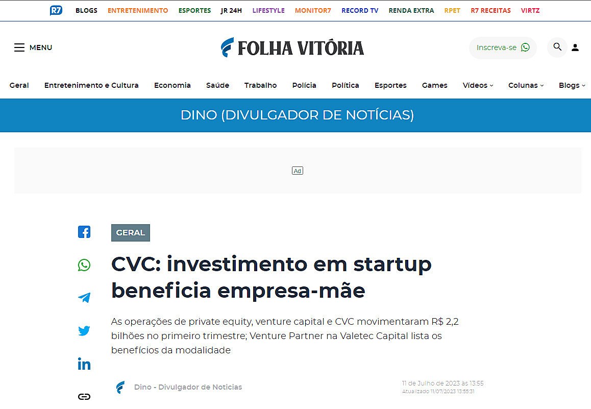 CVC: investimento em startup beneficia empresa-me